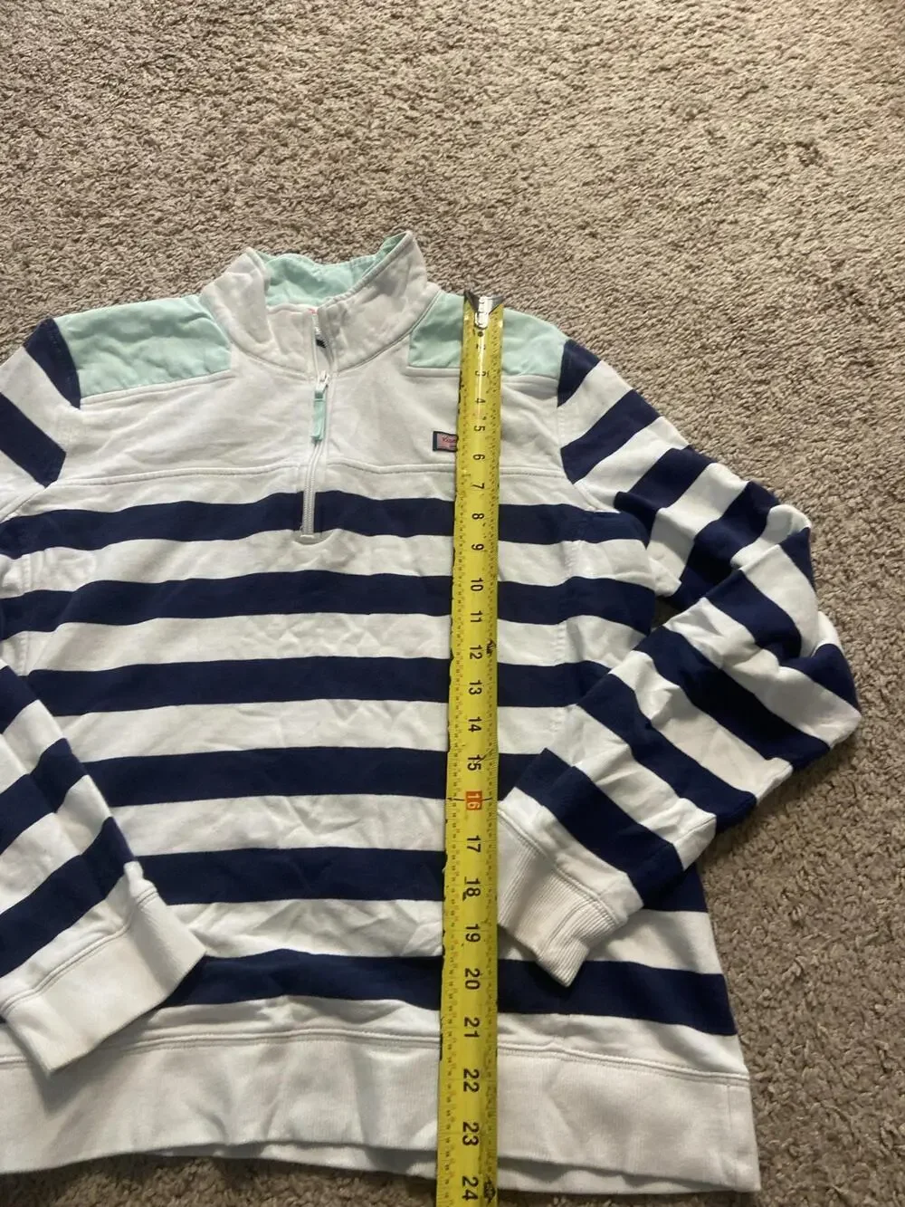 Vineyard Vines Sweatshirt Mens XL Multicolor Striped 1/4 Zip Mock Neck Logo
